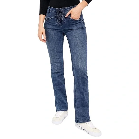 We The Free Eva Denim High Rise Lace Up Bootcut Womens Jeans Size 25 - Picture 1 of 10